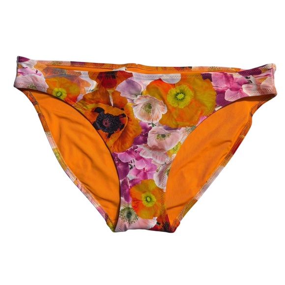 aerie Other - NWT Aerie Bikini Bottom Large Bright Orange Pink Floral Full Coverage Stretch